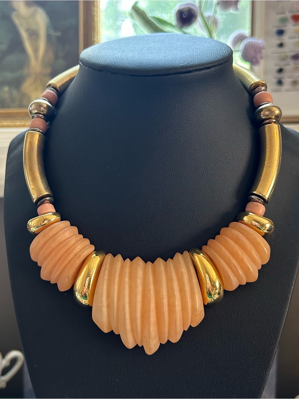 Napier Vintage 1980s Choker Necklace
Gold-tone Muted Peach Lucite Acrylic - Picture 5 of 10